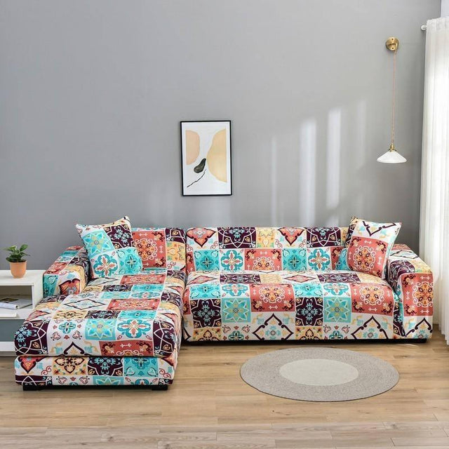 Destockage - Housse De Canapé d'Angle Mosaïque - La Maison de la Housse®