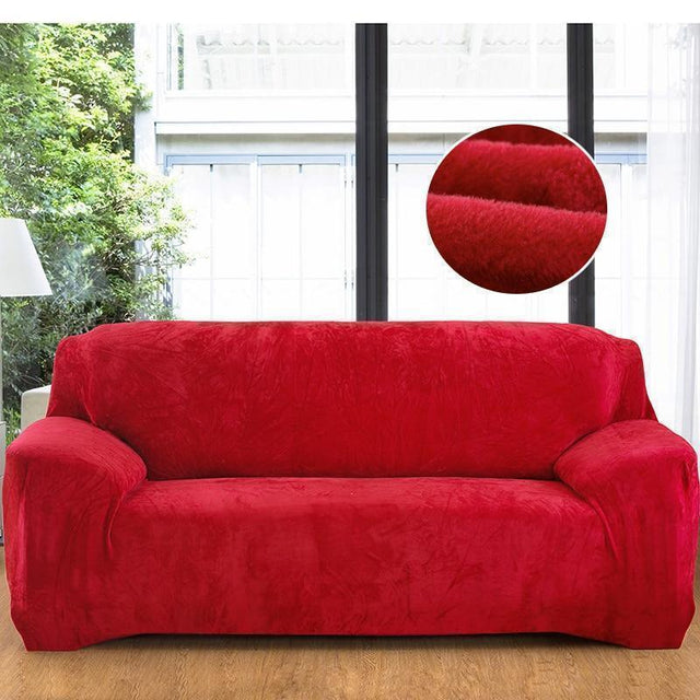 Destockage - Housse de Canapé Velours Rouge - La Maison de la Housse®